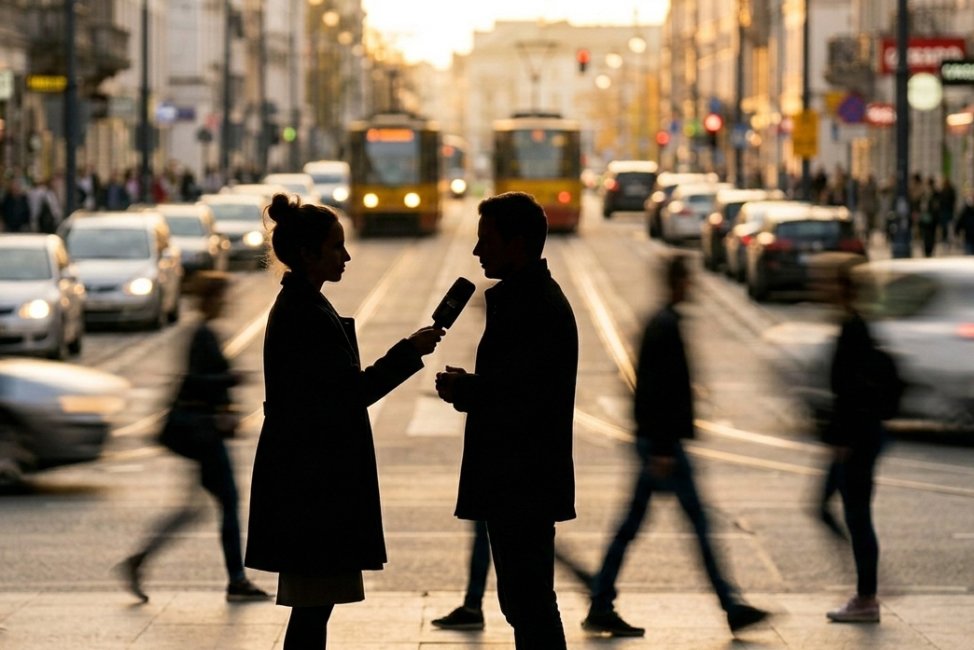 En kvinna i bakgrunden pratar in i en mikrofon. Foto: Gemini AI