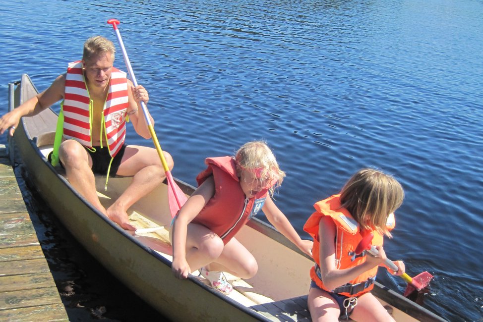 Tre personer i kanot