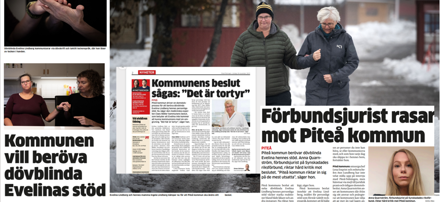 Bilden visar olika pressklipp från artiklarna om Evelina i Piteå-Tidningen