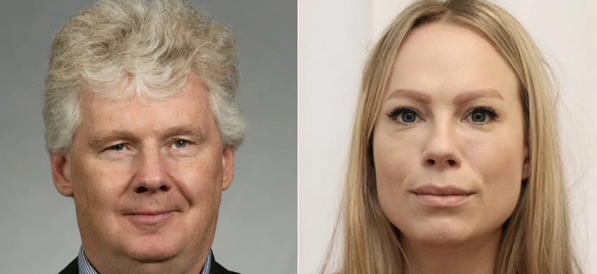 Porträttbilder av Niklas Mattsson och Anna Quarnström som är sammanfogade till en bild. De ser ganska allvarliga ut och bär mörka kläder.