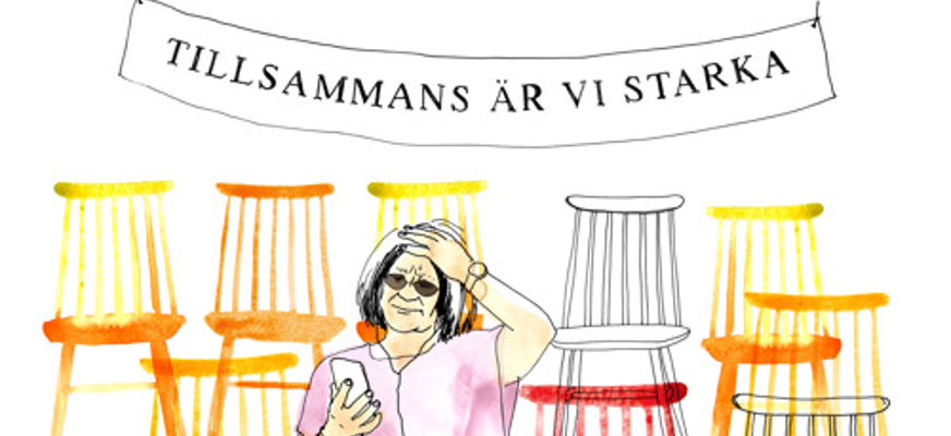 Kvinna med mörka glasögon lyssnar via telefon